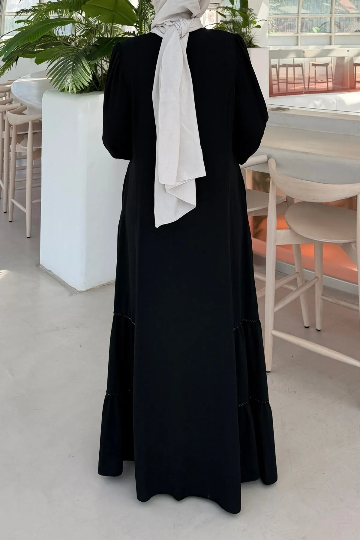 Fırfır Detaylı Rabia Ferace 712 - Siyah