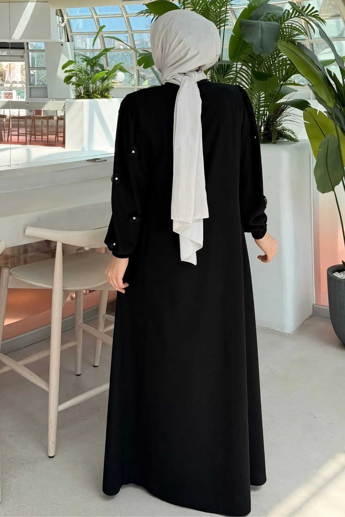 Rabia Çiçek Detaylı  Ferace 697 - siyah