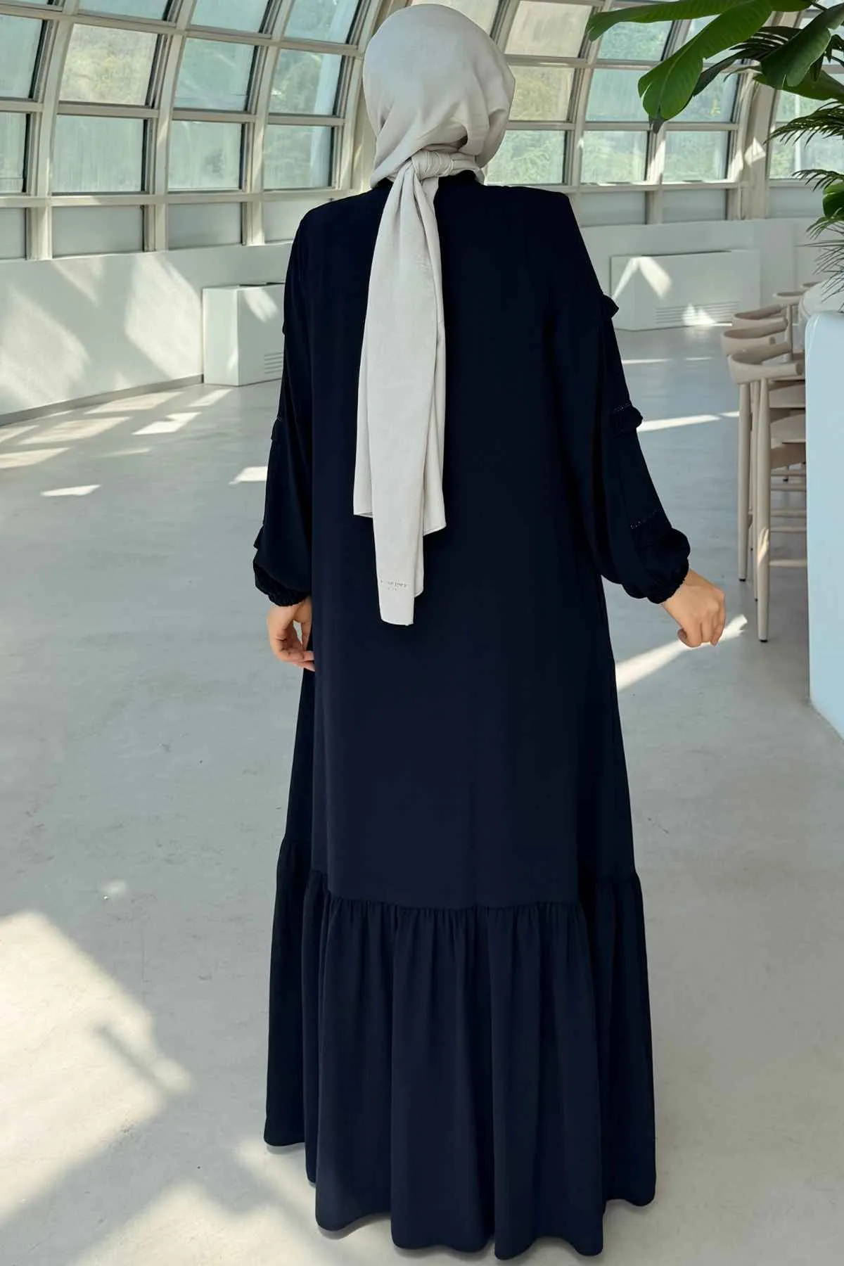 Yaka Bağcıklı ve Fırfırlı Rabia  Ferace 761 - Laci