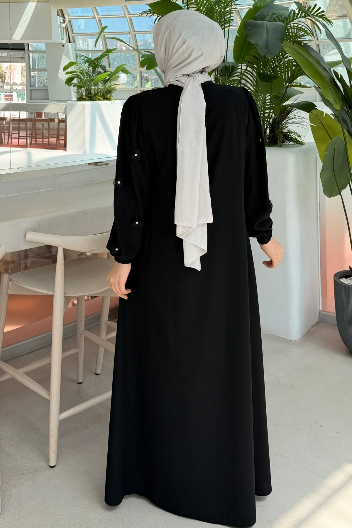 Rabia Çiçek Detaylı  Ferace 697 - siyah