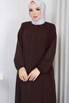 Leopar Şerit Detaylı Fermuarlı Ferace 1096 – Kahverengi